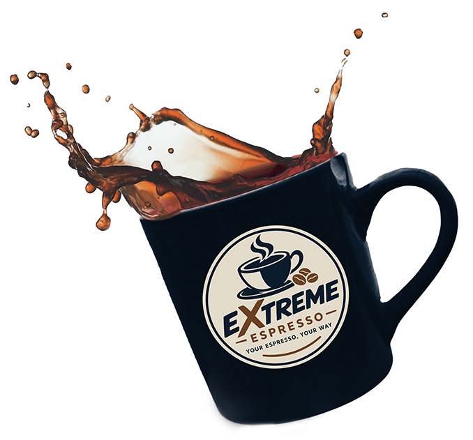 Extreme Espresso Logo on a cup of coffee